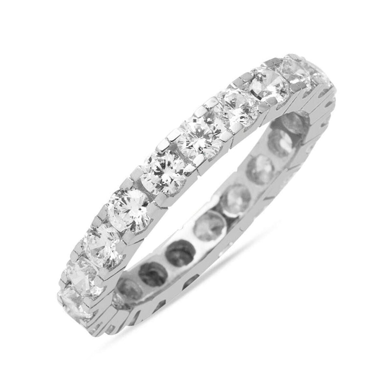 14K White Gold Full Eternity Classic Cubic Zirconia Ring