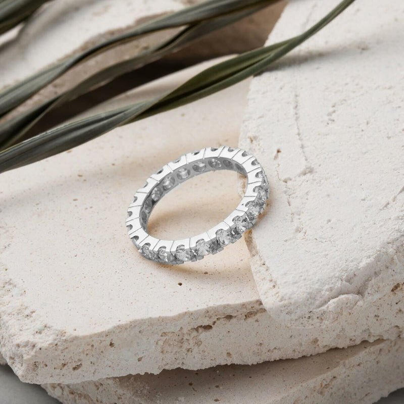 14K White Gold Full Eternity Classic Cubic Zirconia Ring
