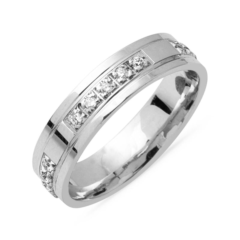 14K White Gold Cubic Zirconia Women's Wedding Band Ring