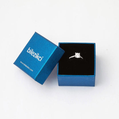 14K White Gold Single Stone Cubic Zirconia Ring