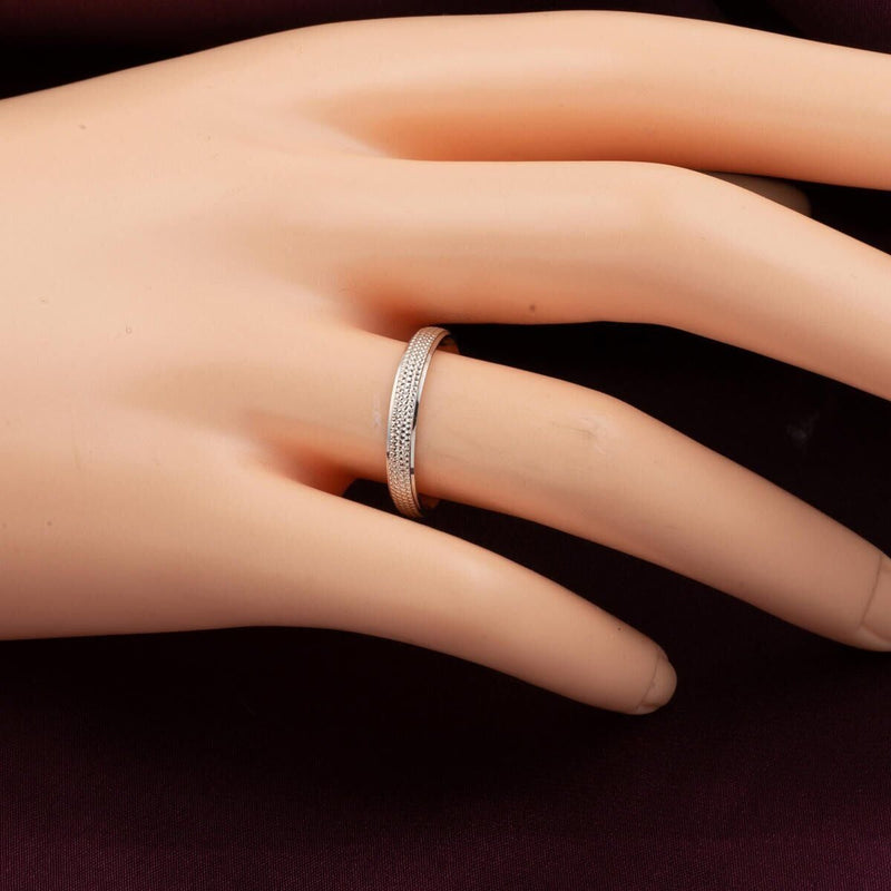 14K White Gold Sandblasted Wedding Band Set