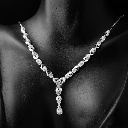 14K White Gold Daisy Baguette Cubic Zirconia Set