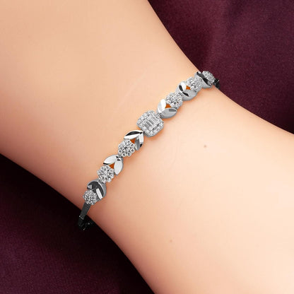 14K White Gold Daisy Baguette Cubic Zirconia Set