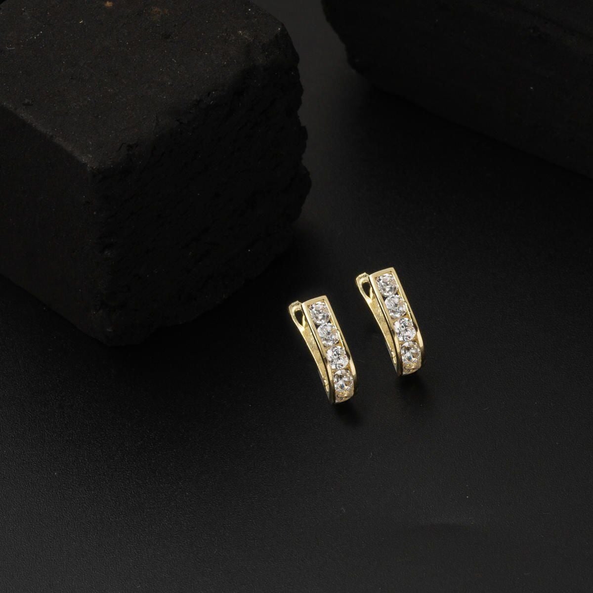 14K Yellow Gold White Cubic Zirconia Girl's Baby Earrings