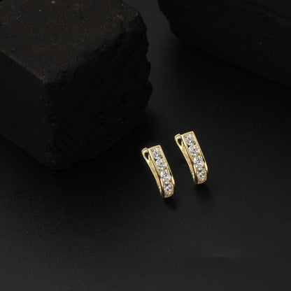 14K Yellow Gold White Cubic Zirconia Girl's Baby Earrings