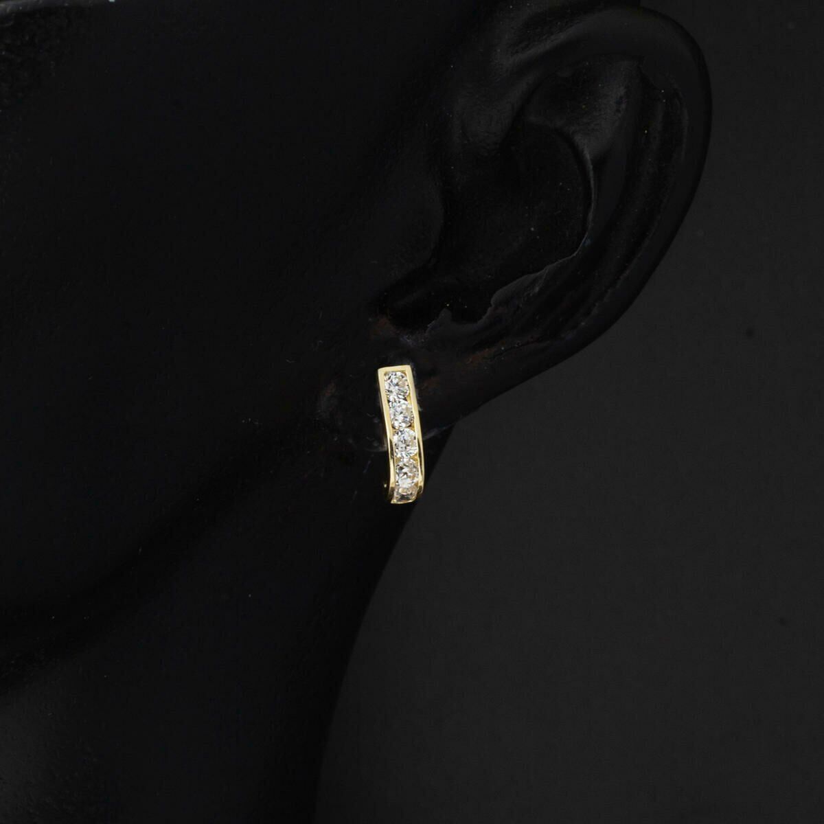 14K Yellow Gold White Cubic Zirconia Girl's Baby Earrings