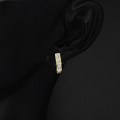 14K Yellow Gold White Cubic Zirconia Girl's Baby Earrings