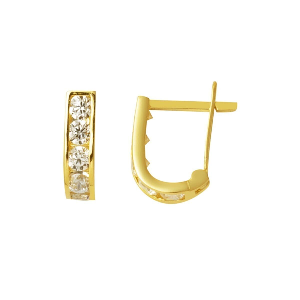 14K Yellow Gold White Cubic Zirconia Girl's Baby Earrings
