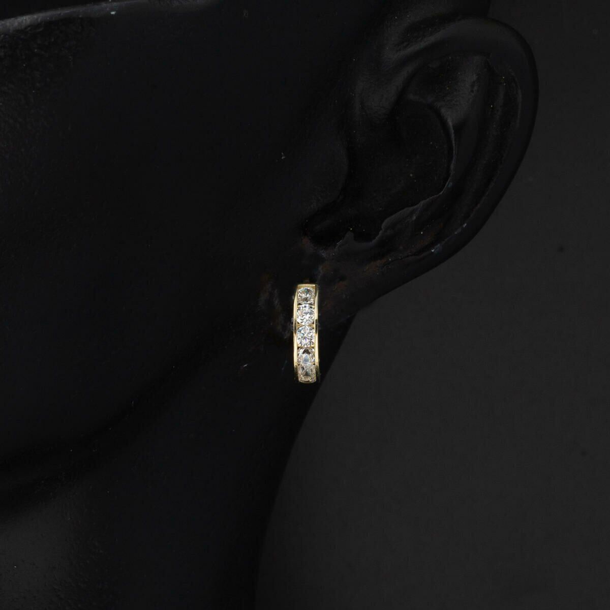 14K Yellow Gold White Cubic Zirconia Hoop Girl's Children's Earrings