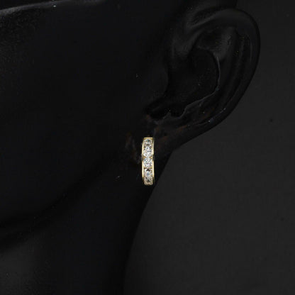 14K Yellow Gold White Cubic Zirconia Hoop Girl's Children's Earrings