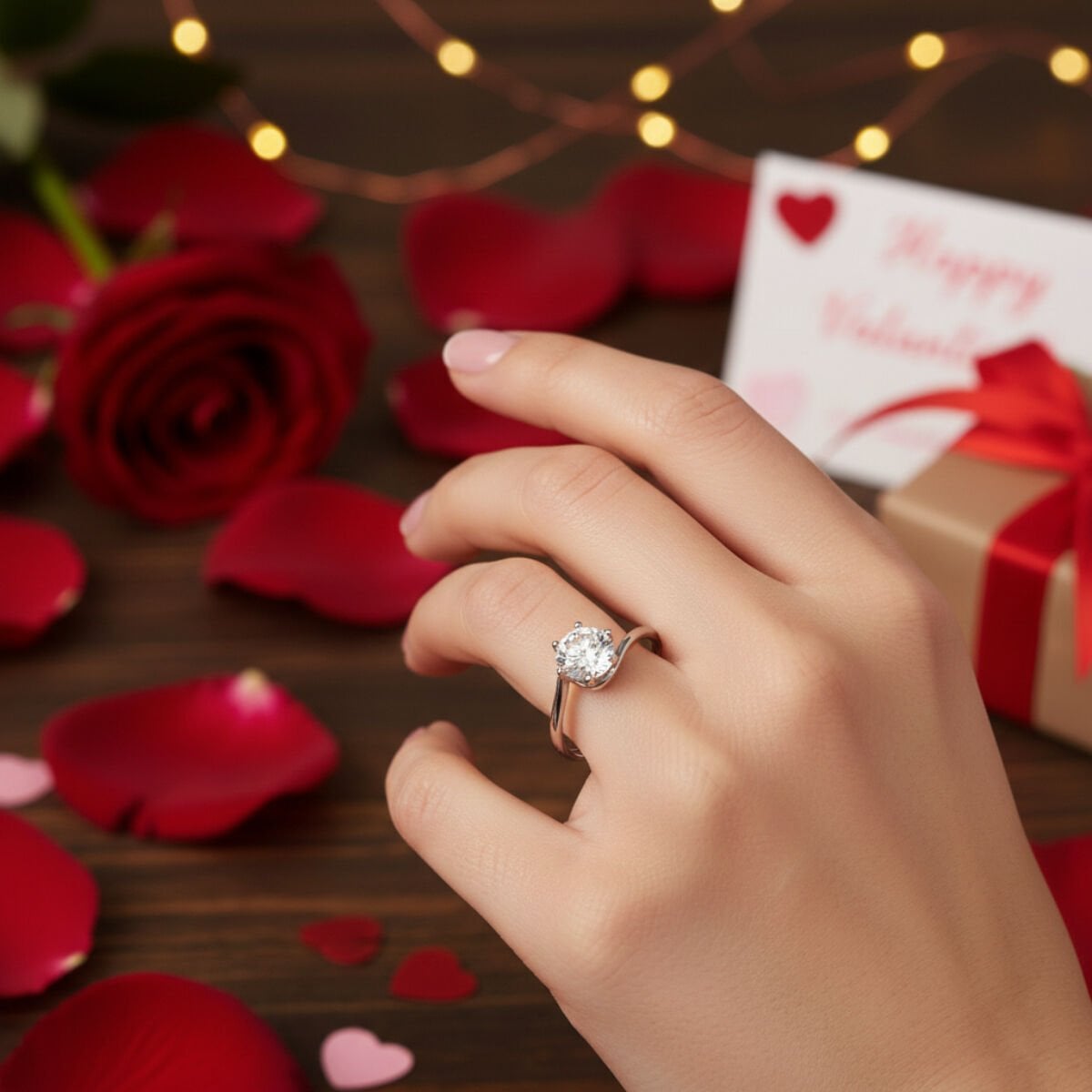 14K White Gold Solitaire Cubic Zirconia Ring