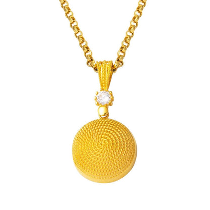 14K Yellow Gold Beypazari Cubic Zirconia Necklace 2.5 cm Diameter
