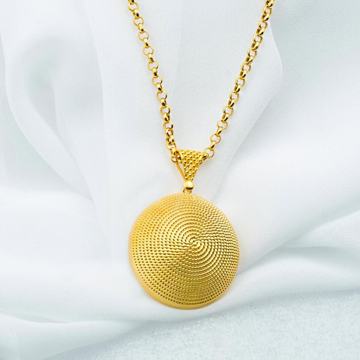 14K Yellow Gold Beypazari Necklace 3 cm Diameter