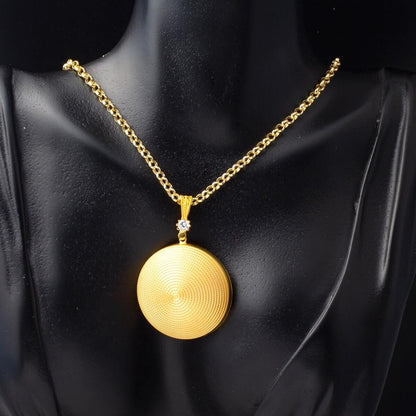 14K Yellow Gold Beypazari Cubic Zirconia Necklace 3.5 cm Diameter
