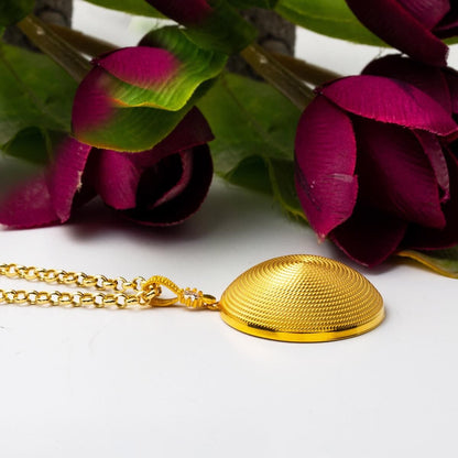 14K Yellow Gold Beypazari Cubic Zirconia Necklace 3.5 cm Diameter