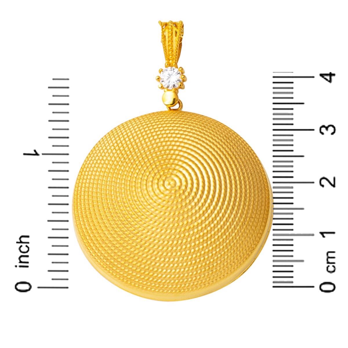 14K Yellow Gold Beypazari Cubic Zirconia Necklace 3.5 cm Diameter
