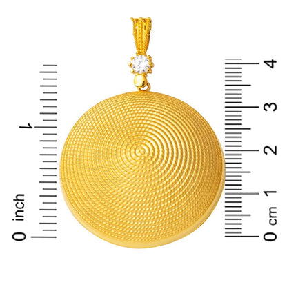 14K Yellow Gold Beypazari Cubic Zirconia Necklace 3.5 cm Diameter