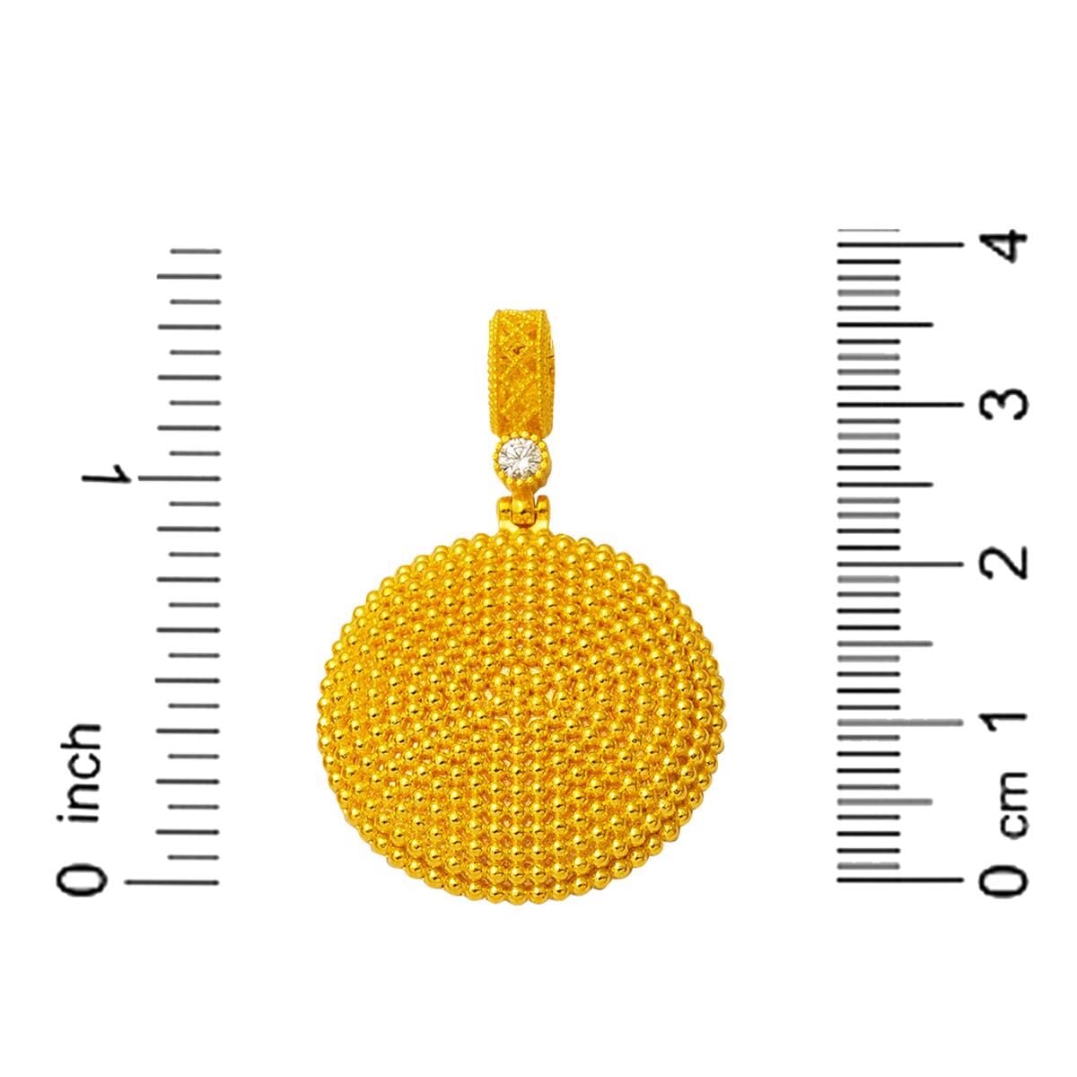 14K Yellow Gold Beypazari Talisman Cubic Zirconia Pendant