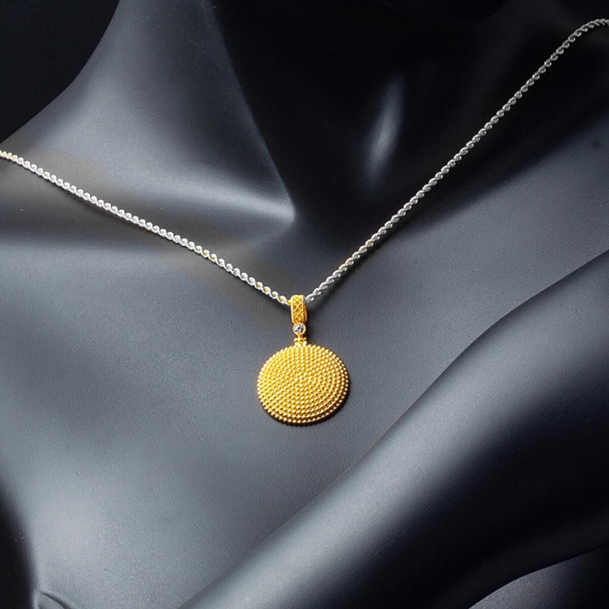 14K Yellow Gold Beypazari Talisman Cubic Zirconia Pendant