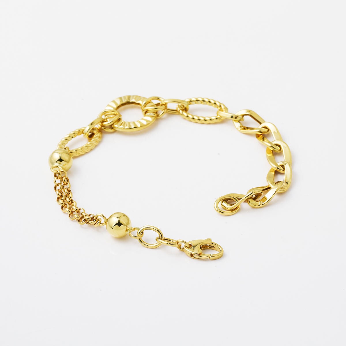 14K Yellow Gold Trendy Double Chain Bracelet