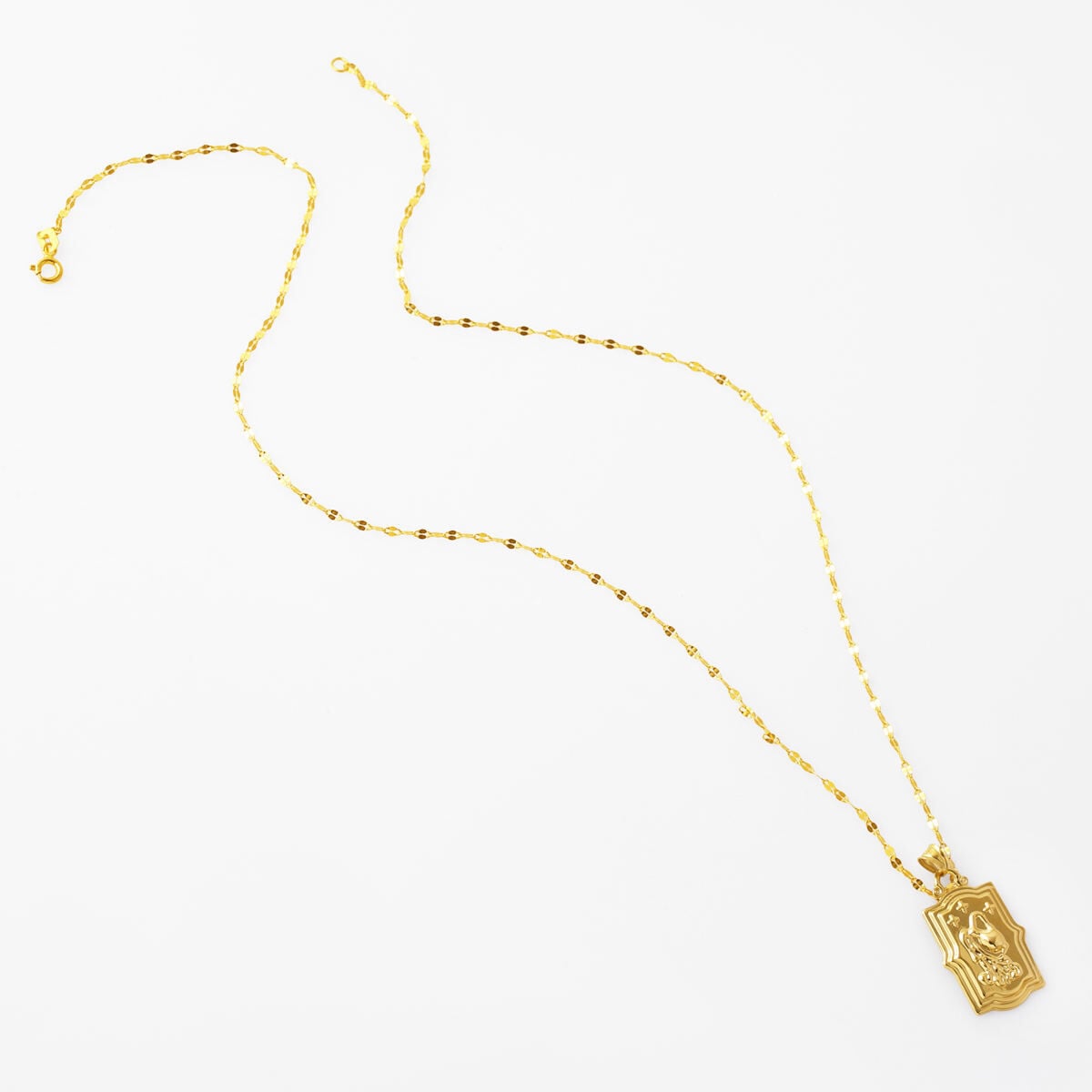 14K Yellow Gold Retro Aquarius Zodiac Pendant