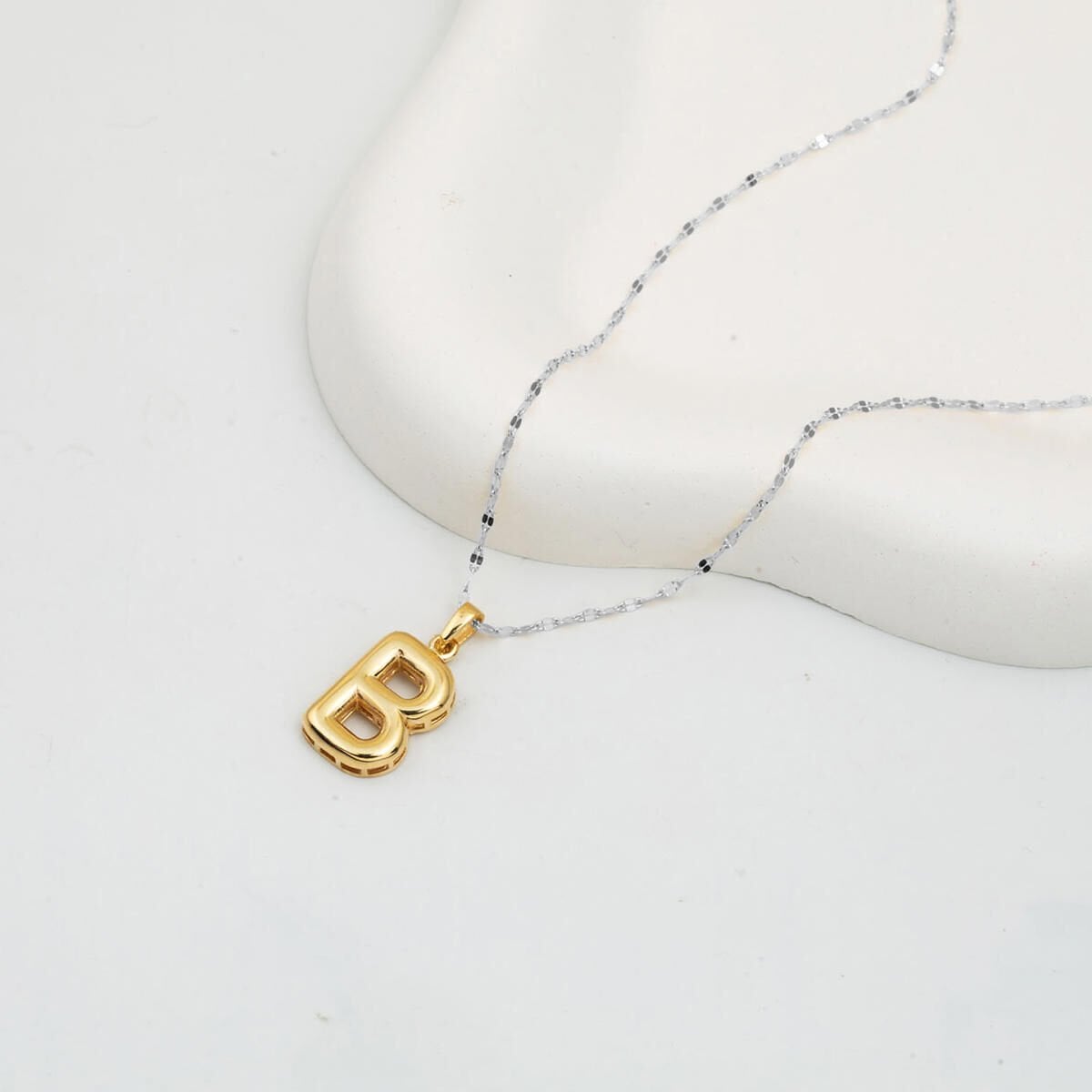 14K Yellow Gold Balloon Initial B Pendant