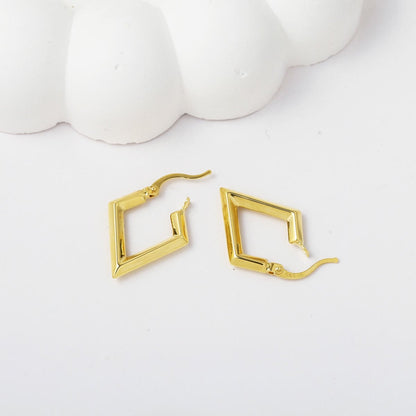 14K Yellow Gold Triangle Shaped Earrings