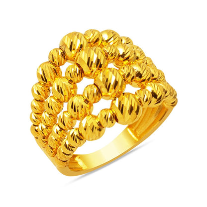 14K Yellow Gold Four Row Gold Bead Ring