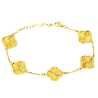 14K Yellow Gold Clover Unisex Bracelet