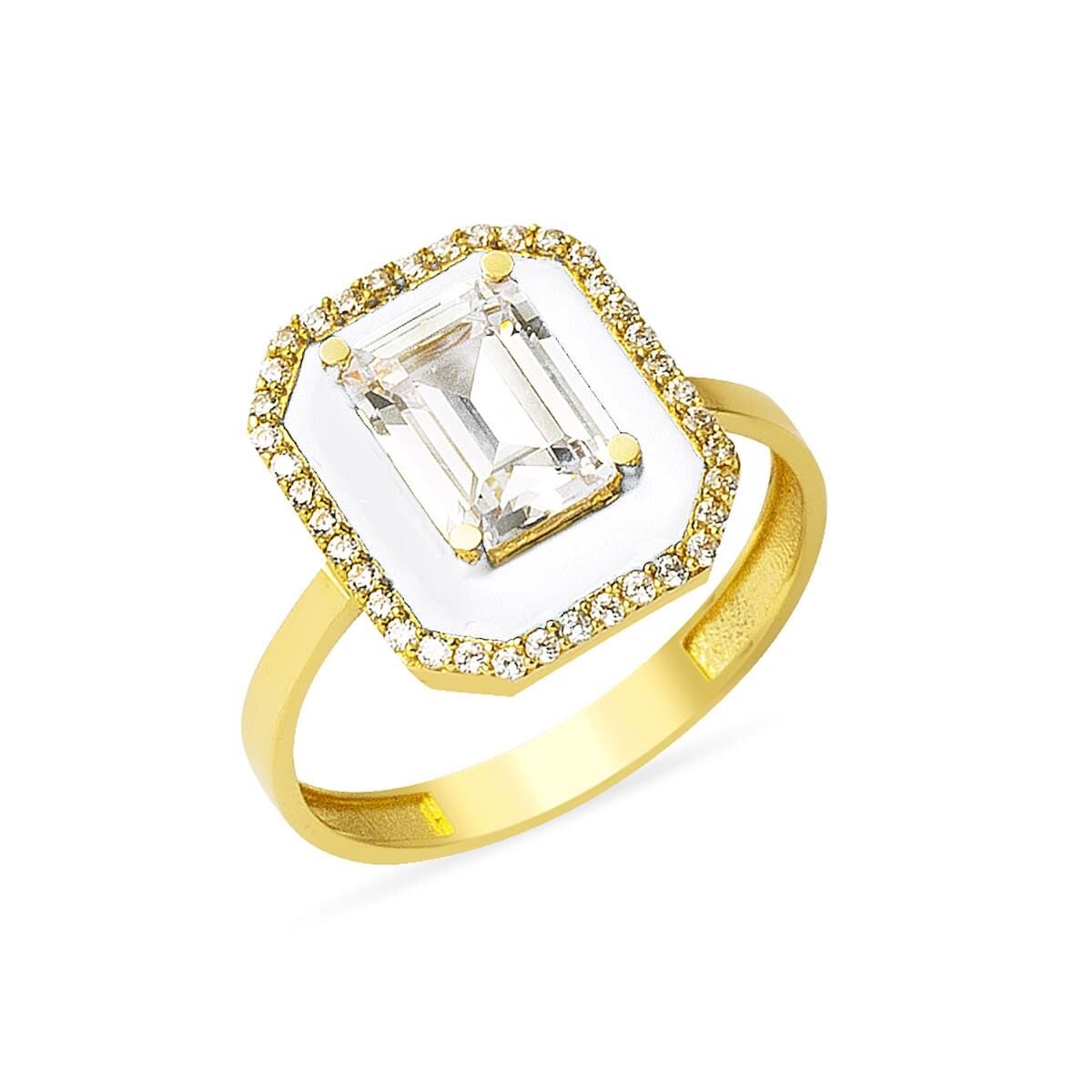 14K Yellow Gold Bianca Baguette Cubic Zirconia Ring
