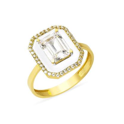 14K Yellow Gold Bianca Baguette Cubic Zirconia Ring