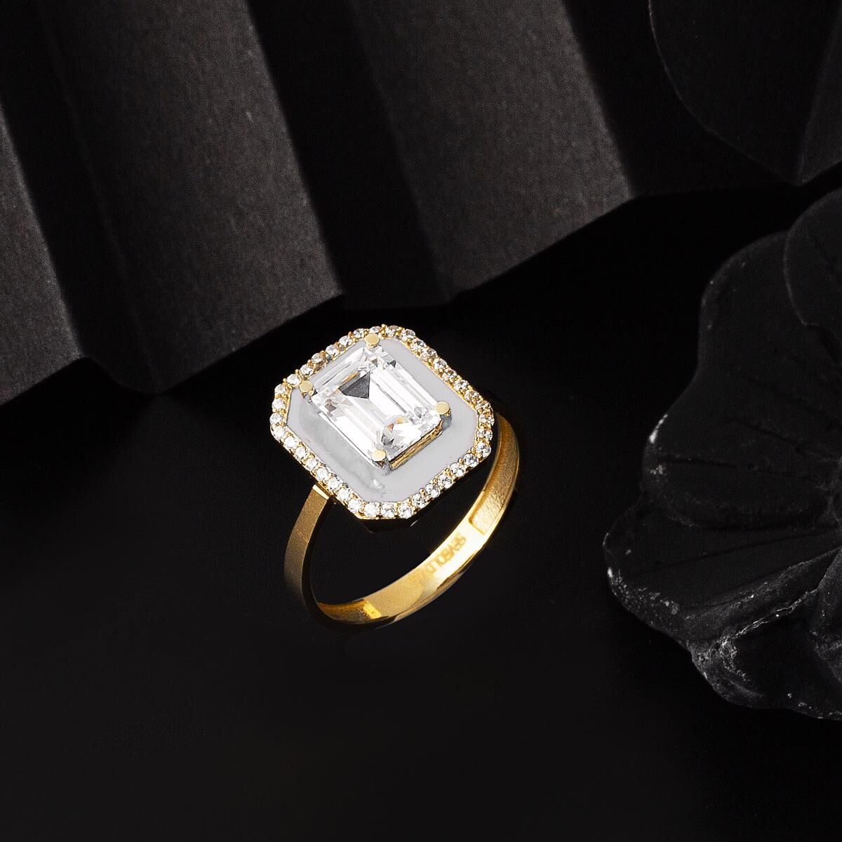 14K Yellow Gold Bianca Baguette Cubic Zirconia Ring
