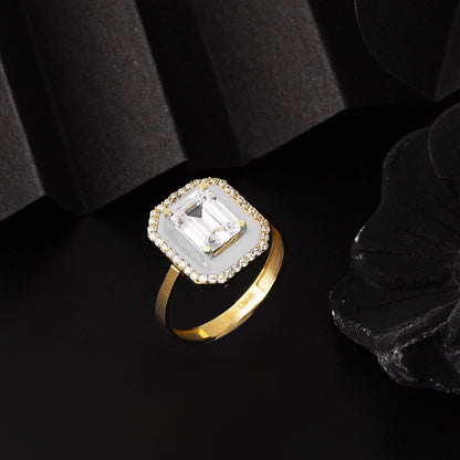 14K Yellow Gold Bianca Baguette Cubic Zirconia Ring