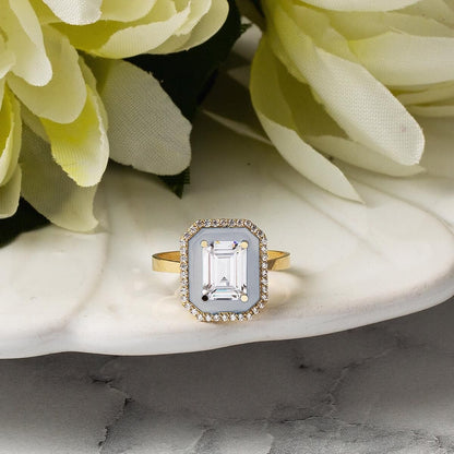 14K Yellow Gold Bianca Baguette Cubic Zirconia Ring