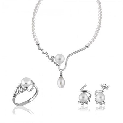 14K White Gold Bianca Bridal Pearl Set
