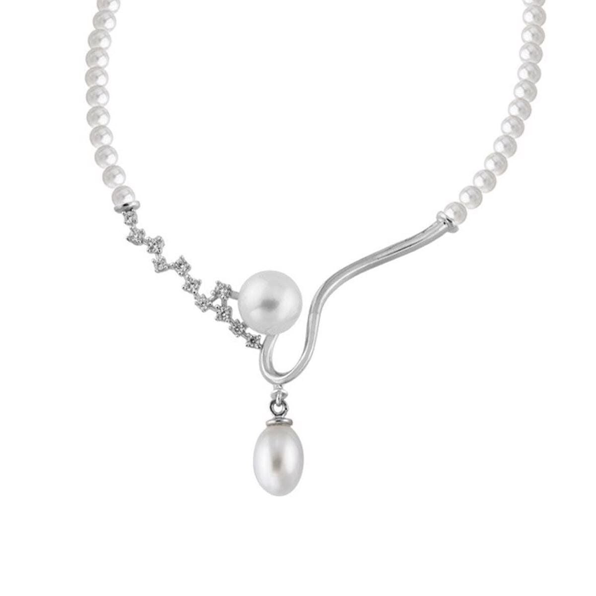 14K White Gold Bianca Pearl Collar Necklace