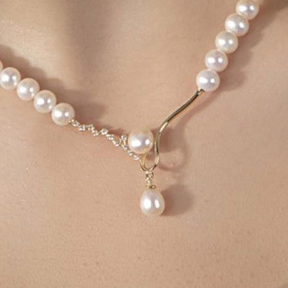 14K White Gold Bianca Pearl Collar Necklace