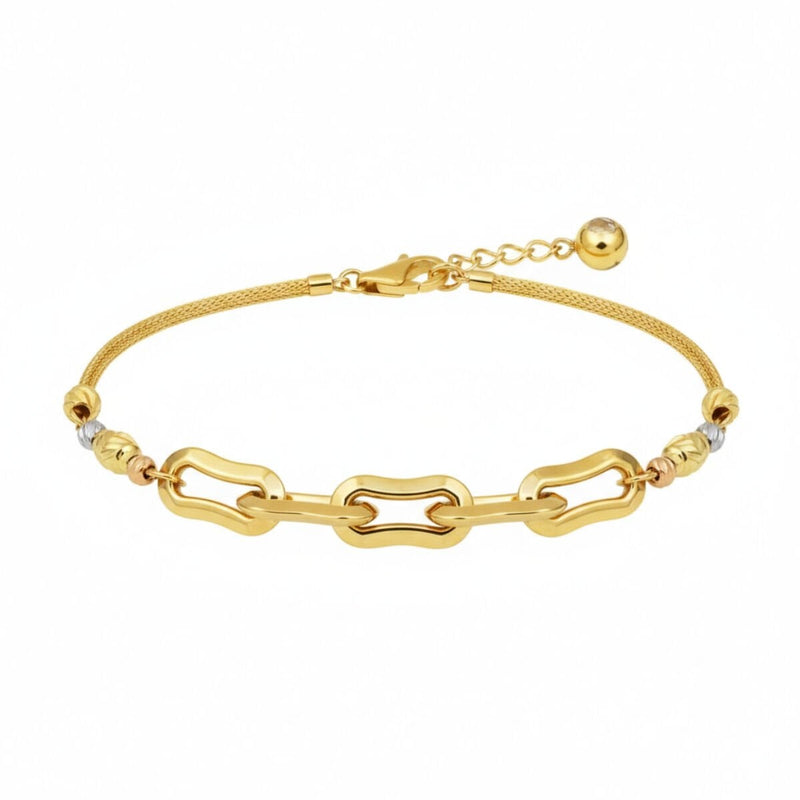 14K Yellow Gold Hoop Italian Bead Bracelet
