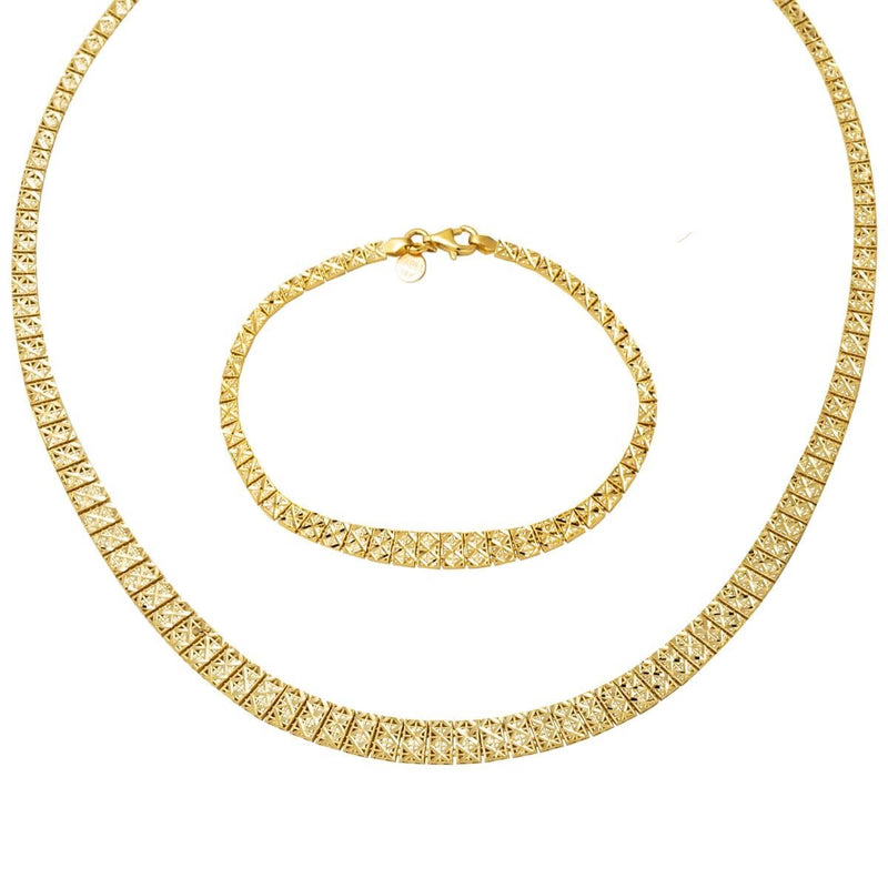 14K Yellow Gold Wedding Collar Necklace and Bracelet Set