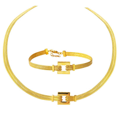14K Yellow Gold Trabzon Mesh Bracelet & Collar Necklace Set