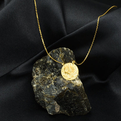 22K Yellow Gold Quarter Coin Ottoman Resat Coin Necklace (3.59 g)
