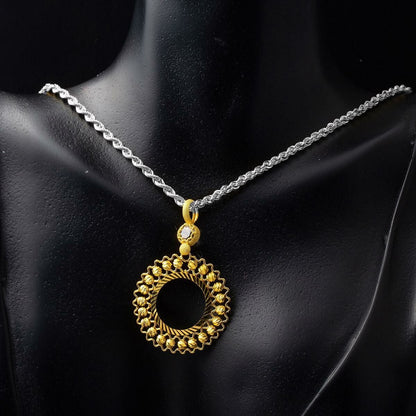 14K Yellow Gold Designer Inspired Quarter Coin Cubic Zirconia Bezel