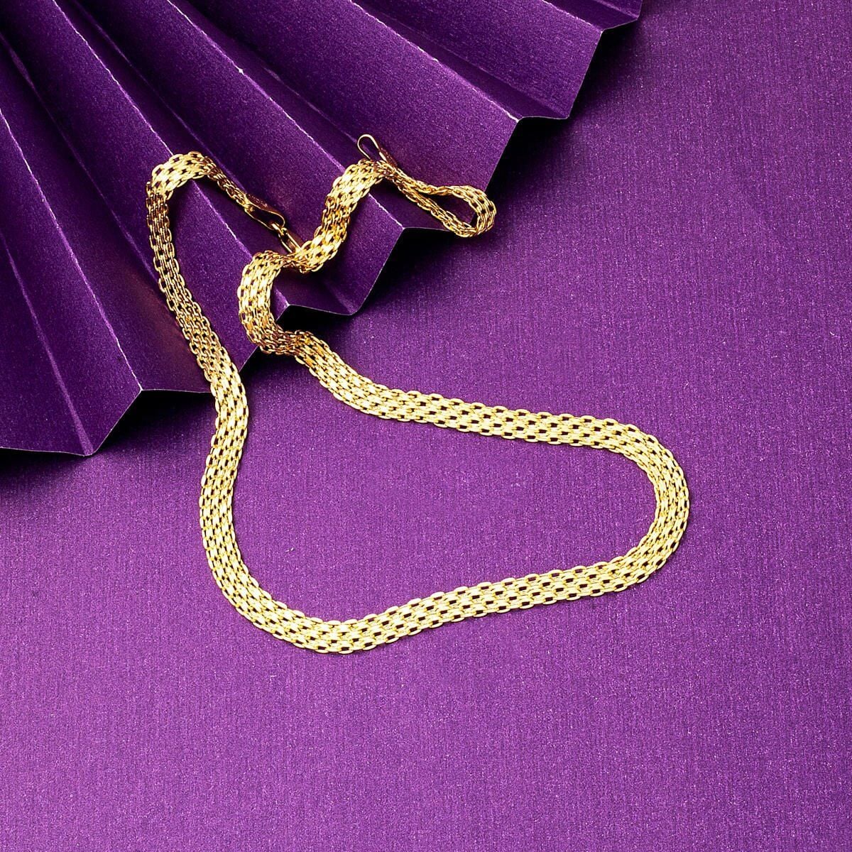 14K Yellow Gold Bismarck Woven Chain 45 cm