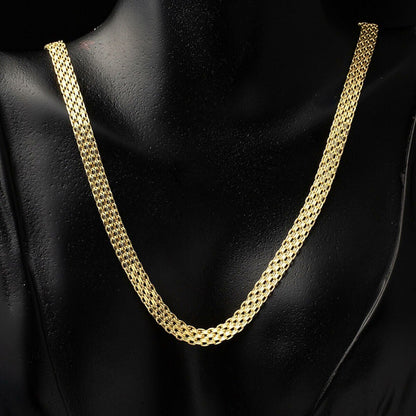 14K Yellow Gold Bismarck Woven Chain 45 cm