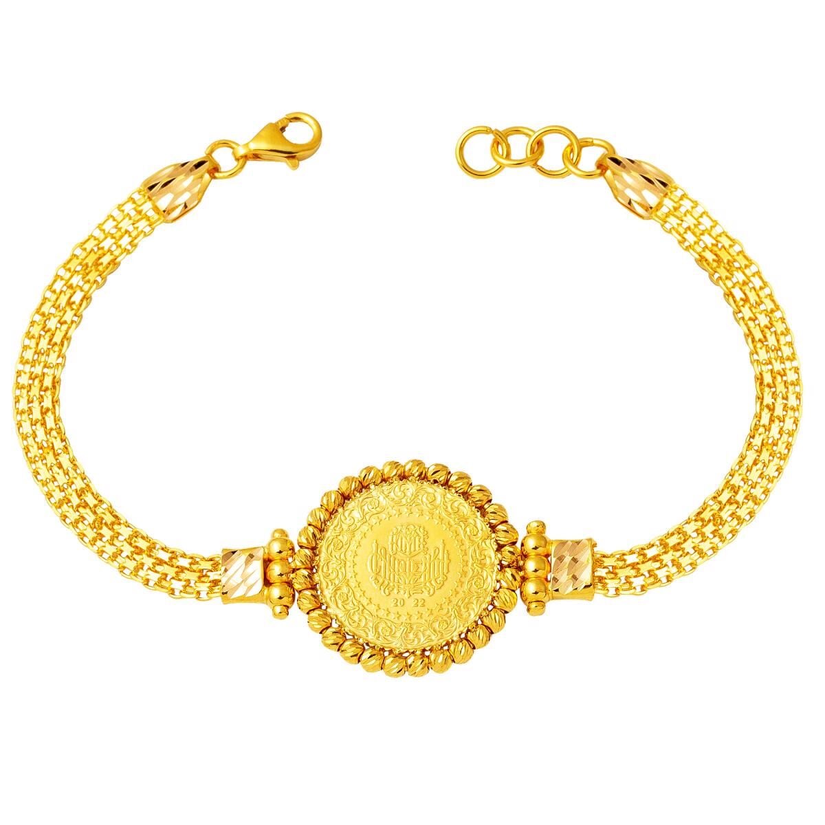 22K Yellow Gold Bismarck Chain Quarter Coin Bracelet
