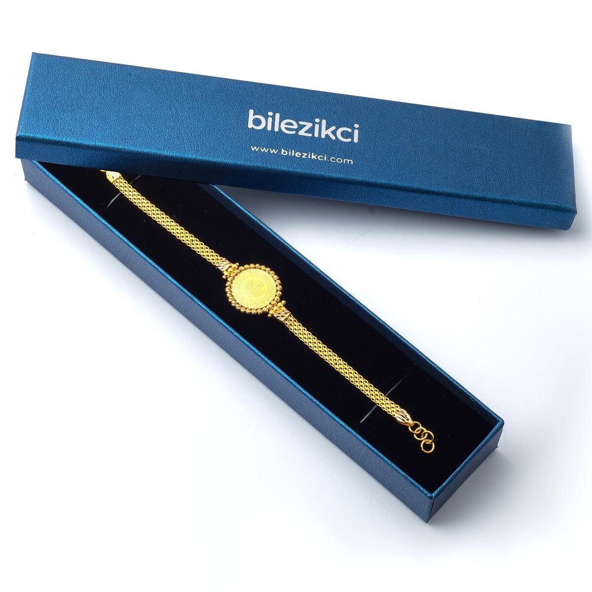 22K Yellow Gold Bismarck Chain Quarter Coin Bracelet