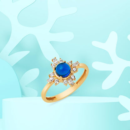 14K Yellow Gold Blue Sky Cubic Zirconia Ring