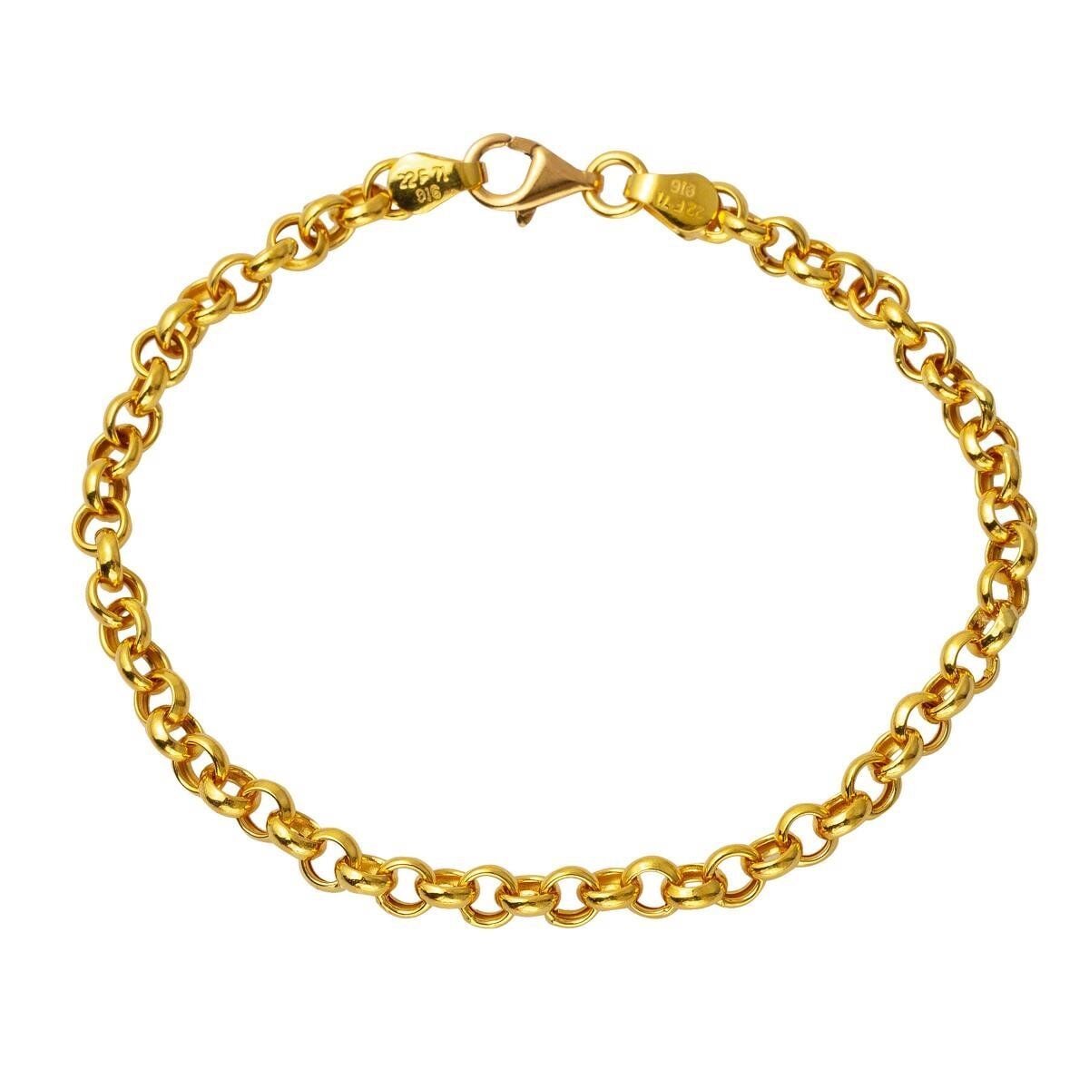 22K Yellow Gold Bead Hoop Bracelet