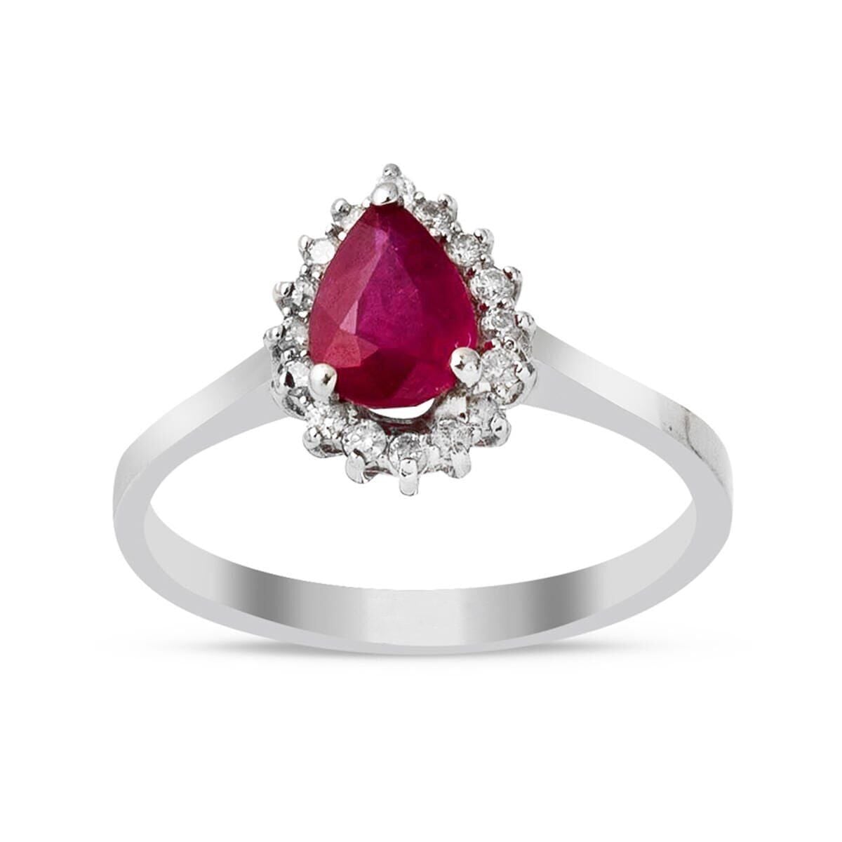14K White Gold 1.03 Ct Ruby Diamond Ring
