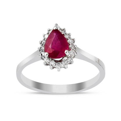 14K White Gold 1.03 Ct Ruby Diamond Ring
